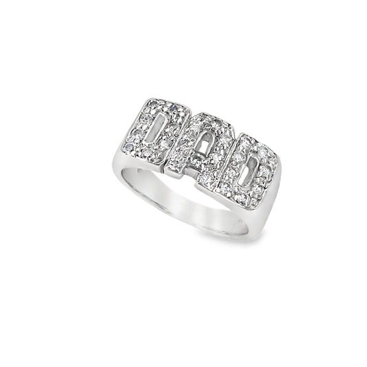 Men’s 18ct White Gold Natural Diamond Set ‘DAD’ Ring-0.48ct