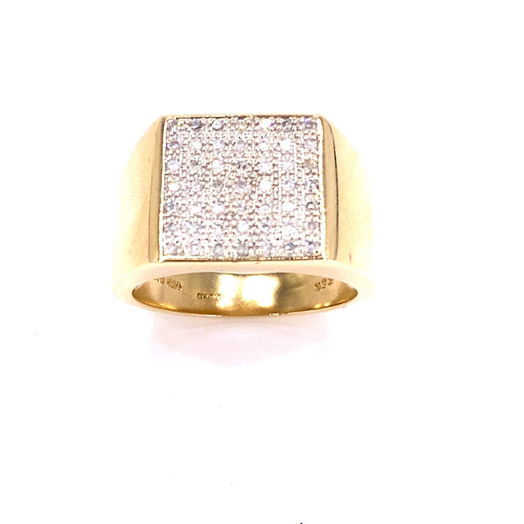 Men’s 9ct Yellow Gold Diamond Cluster Ring - 0.50ct