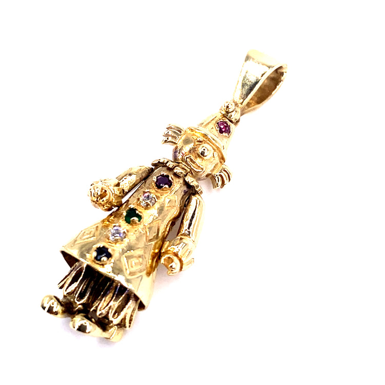 Women’s 9ct Yellow Gold Articulated Clown Pendant - 6.4g