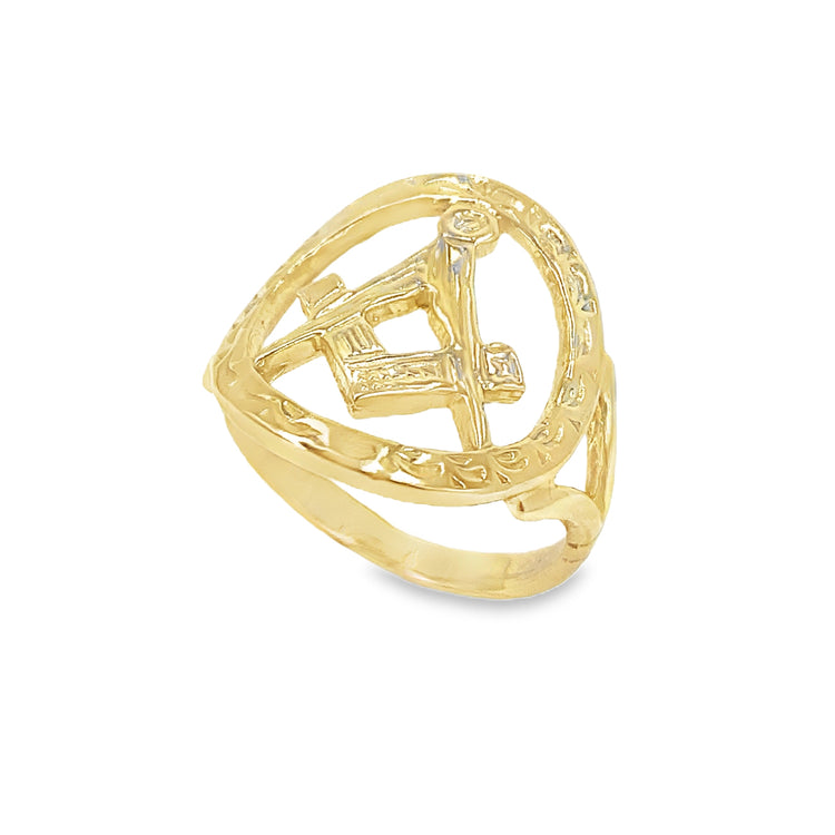 Men’s 9ct Yellow Gold Vintage Collectible Openwork Masonic Ring