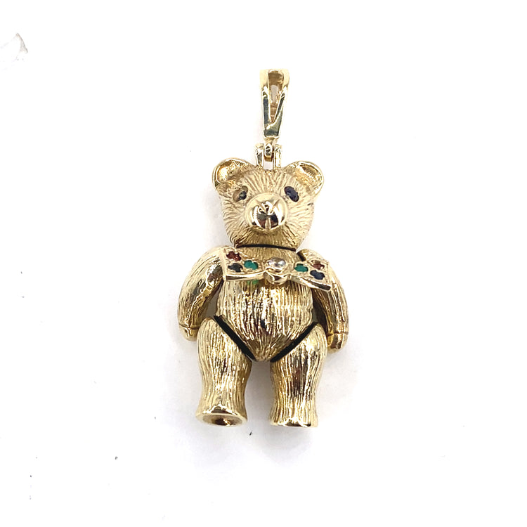 Women’s 9ct Yellow Gold Articulated Teddy Bear Pendant - 15g