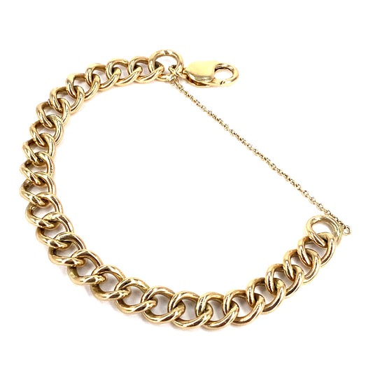 Women’s 9ct Yellow Gold Vintage Solid Albert Charm Bracelet - 37.5g