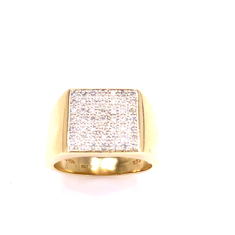 Men’s 9ct Yellow Gold Diamond Cluster Ring - 0.50ct