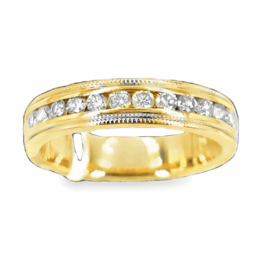 Men’s 18ct Yellow & White Gold Diamond Half Eternity Ring - 0.60ct 6g