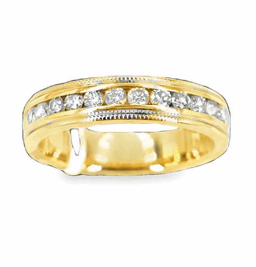 Men’s 18ct Yellow & White Gold Diamond Half Eternity Ring - 0.60ct 6g