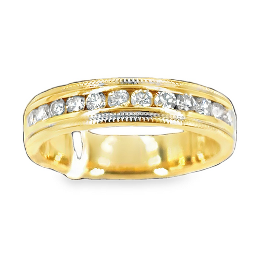 Men’s 18ct Yellow & White Gold Diamond Half Eternity Ring - 0.60ct 6g