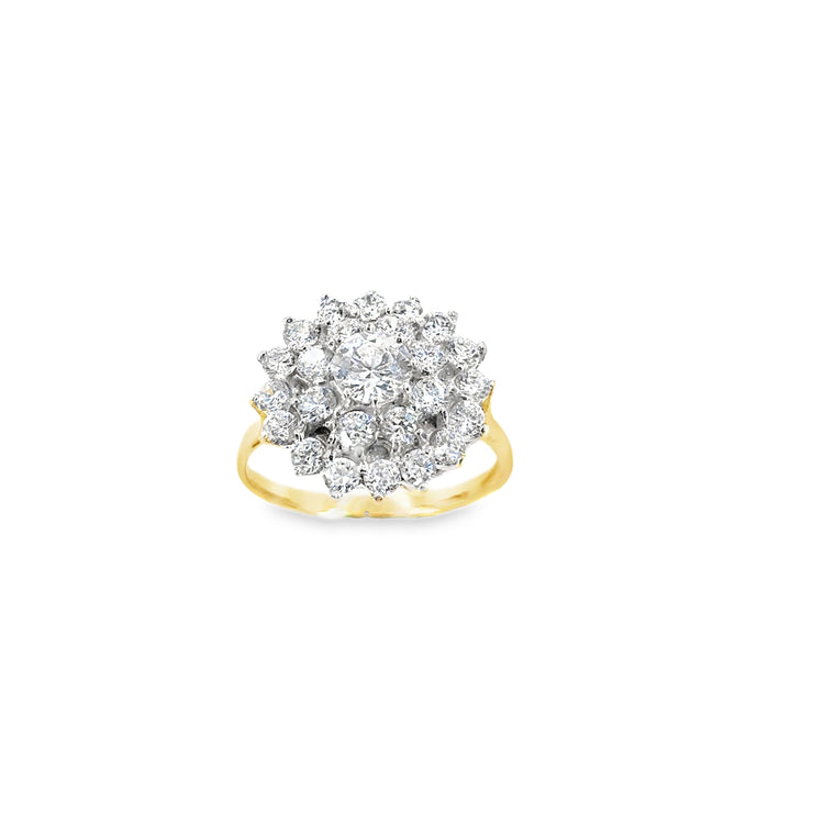 Womens 9ct Yellow Gold Cz Cluster Ring - 4.5g