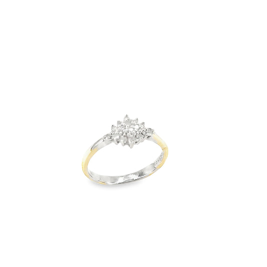 Women’s 9ct White Gold Diamond Cluster Ring - 2.7g 0.10ct Size L