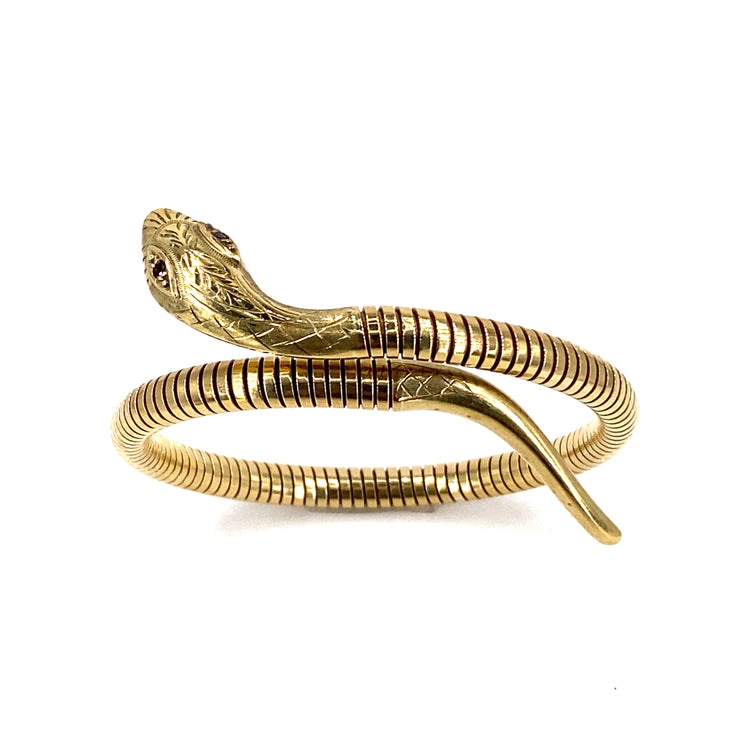 Women’s 9ct Yellow Gold Vintage Snake Bangle - 24.8g