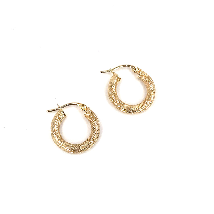 Women’s Brushed Twist Small Hoops- 1g