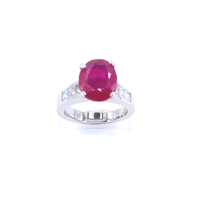 Women’s 18ct White Gold Diamond 4ct Ruby Cocktail Ring - 1.00ct Diamond