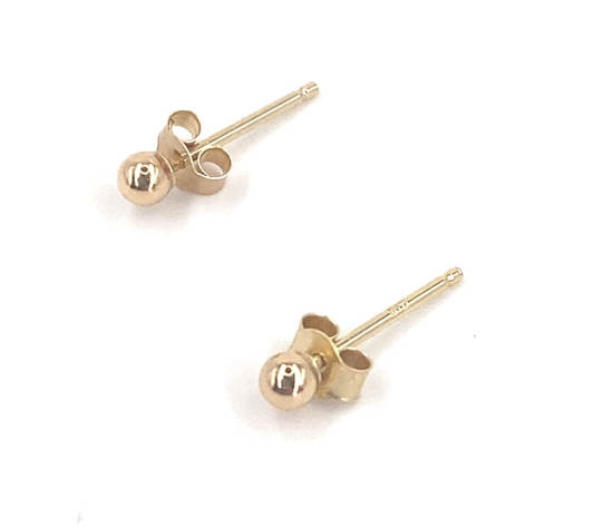 Women’s 9ct Yellow Gold Bead Studs - 2.5mm