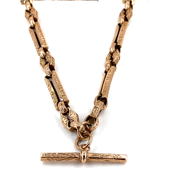 Men’s Rose Gold Double Albert Star & Bar Chain & T-Bar