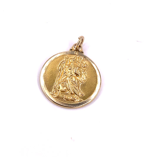 Unisex 9ct Yellow Gold St Christopher Pendant -2.8g