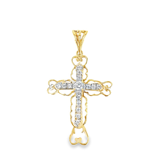 Women’s 9ct Yellow Gold Cz Cross -3G 5cm