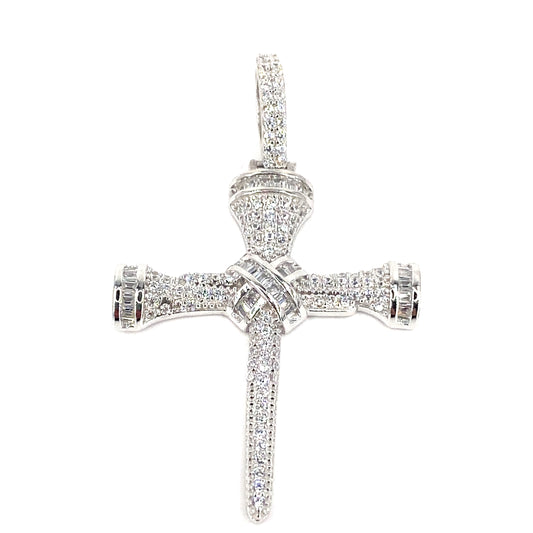 Women’s 925 Silver Cross Pendant - CZ Set Medium