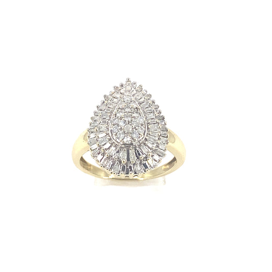 Women’s 9ct Yellow Gold Pear Shaped Diamond Ring-0.50ct