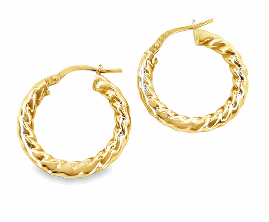 Women’s 9ct Yellow Gold Twist Hoop -2.1g