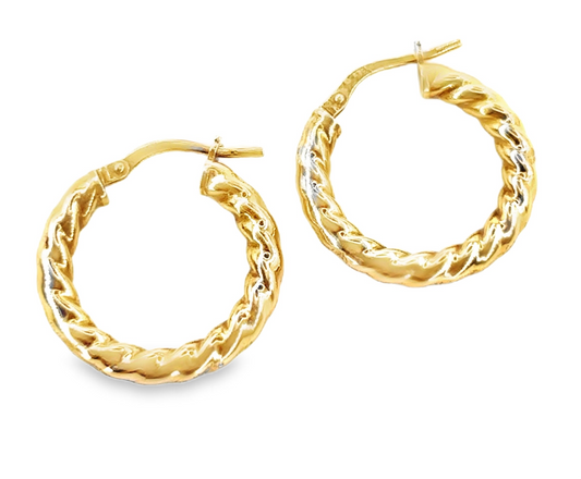 Women’s 9ct Yellow Gold Twist Hoop -2.1g