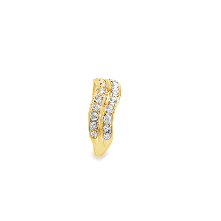 Women’s 9ct Yellow Gold Wave Cz Ring - 1.7g Size M
