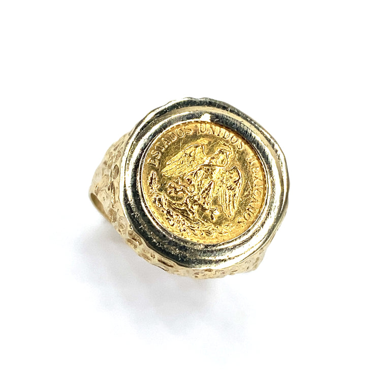 Men’s 9ct Yellow Gold ‘Dos Pesos’ Coin Ring - 4.6g 1945