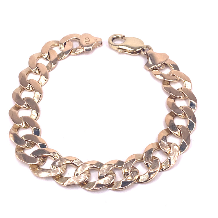 Men’s 9ct Tellow Gold Curb Bracelet- 26.9g 9”