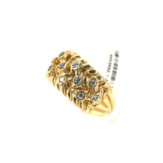 Men’s 9ct Yellow Gold CZ Set Keeper Ring - 12.1g R