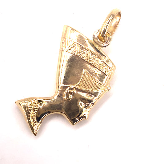 Unisex 9ct Yellow a gold Hollow Nefertiti Head Pendant - 1.9g