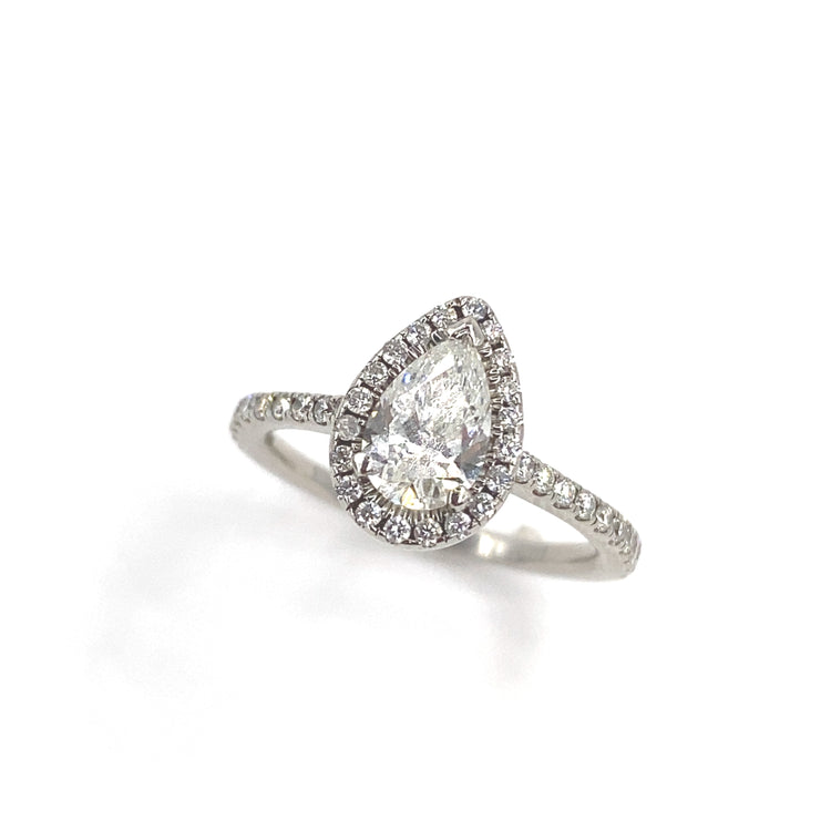 Women’s Platinum ‘Perrie’ Natural Diamond Pear Cut - 1ct