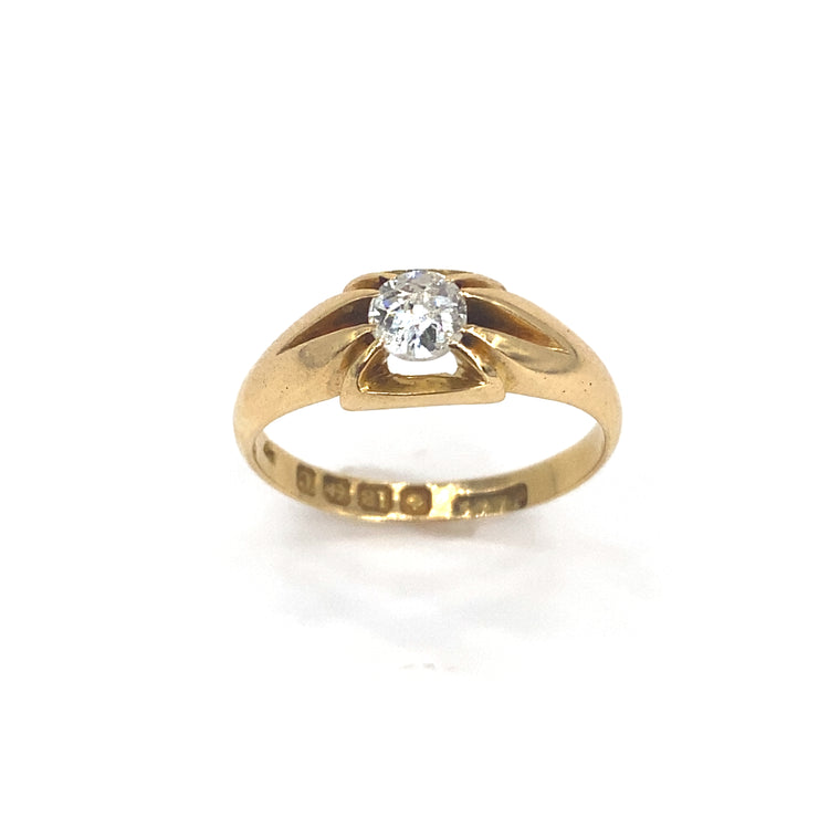 Men’s 18ct Yellow Gold Vintage Diamond Solitaire Ring