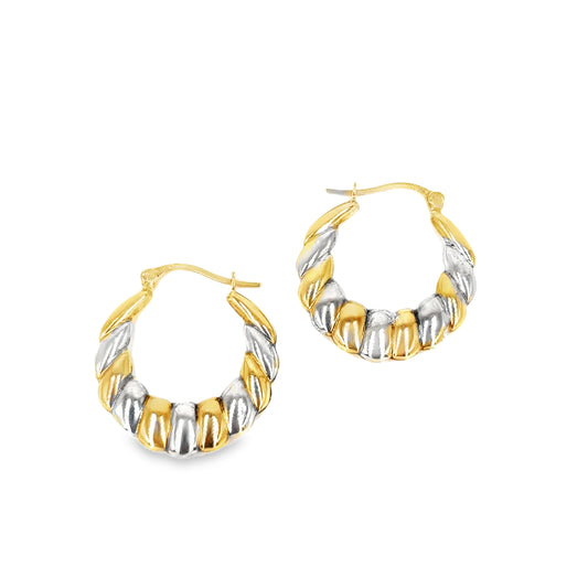 Women’s 9ct Yellow & White Gold Hoop Earrings - 1.6g