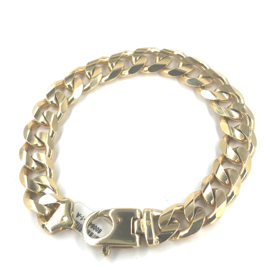 Men’s 9ct Yellow Gold Chunky Curb Bracelet - 48g 9”