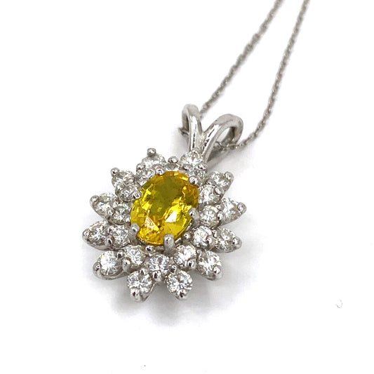 Women’s 18ct White Gold ‘Melina’ Diamond Citrine Pendant