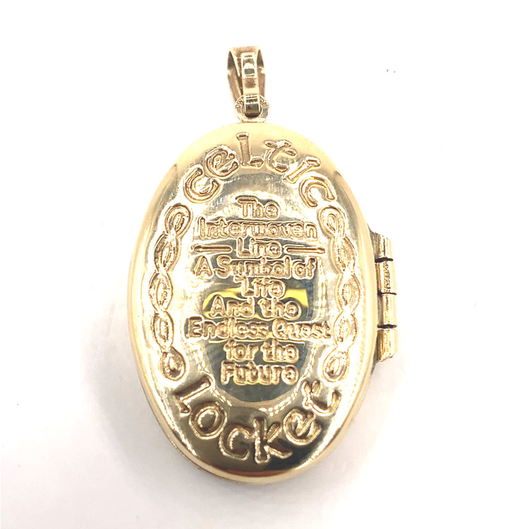 Women’s 9ct Yellow Gold Celtic Green Enamel Locket