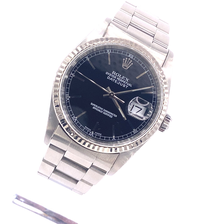 Men’s Stainless Steel Vintage Rolex Datejust  Watch - 36mm Black Dial