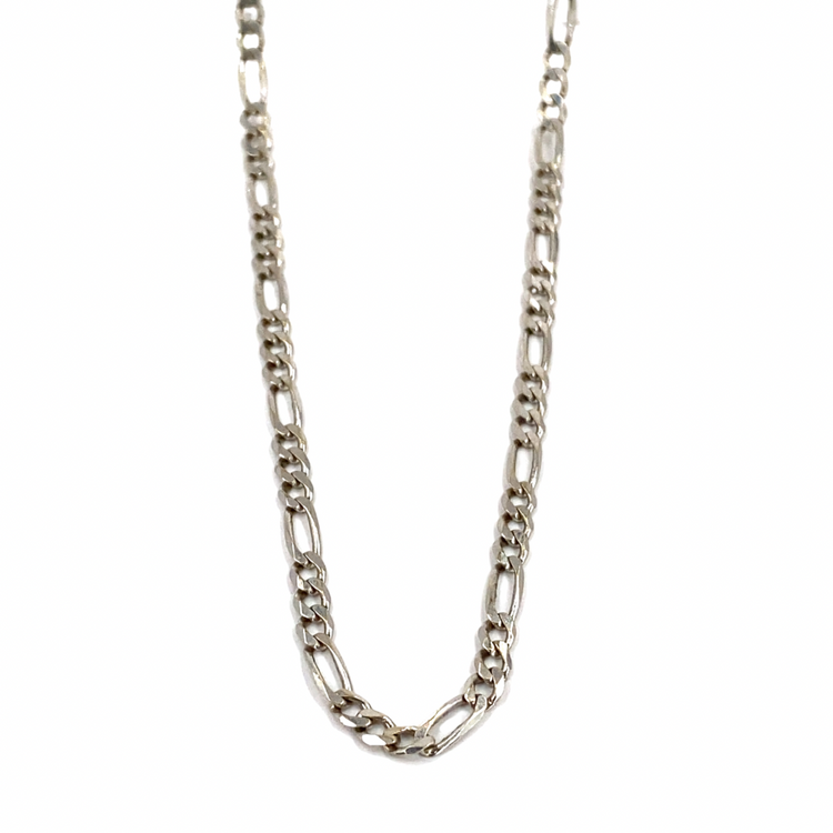 Unisex 9ct White Gold Figaro Chain