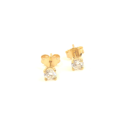 9ct Yellow Gold Diamond Stud Earrings - 0.40ct Vs2 H