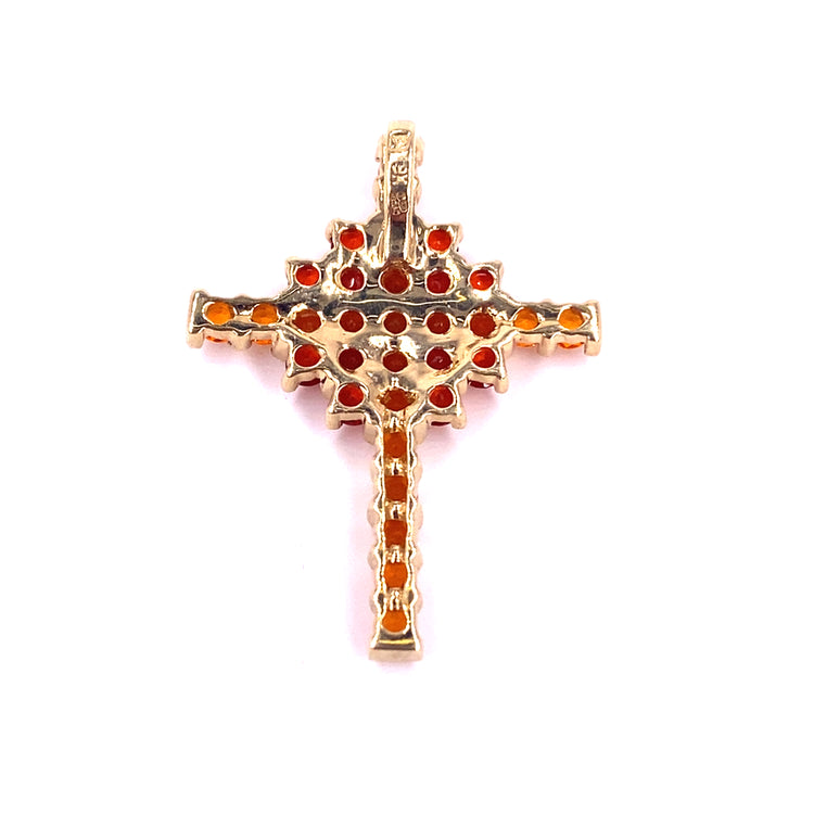 Womens 9ct Yellow Gold Orange Citrine Set Cross - 2.5g