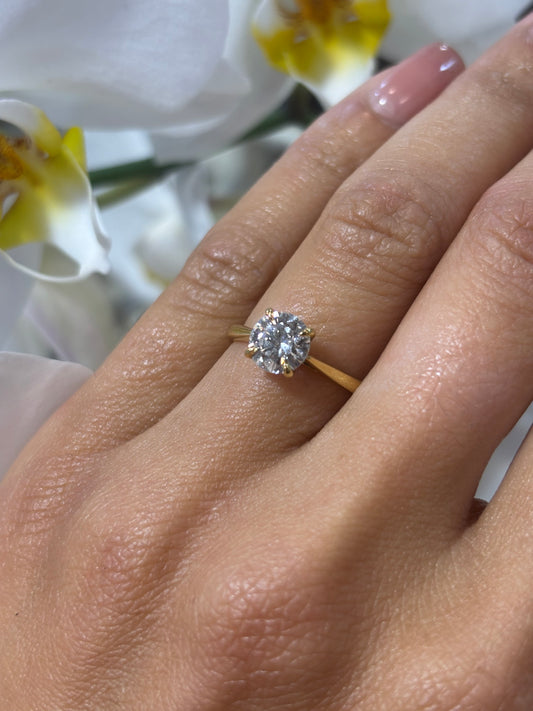 Women’s 18ct Yellow Gold Solitaire Natural Diamond Ring -1.04ct