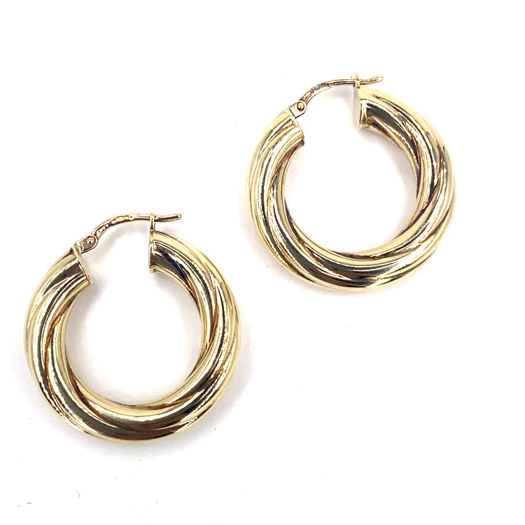 Women’s 9ct Yellow Gold Twist Hoops - Medium