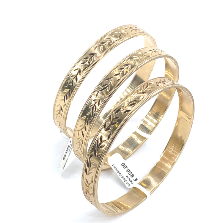 Women’s 9ct Yellow Gold Engraved Single  Bangle