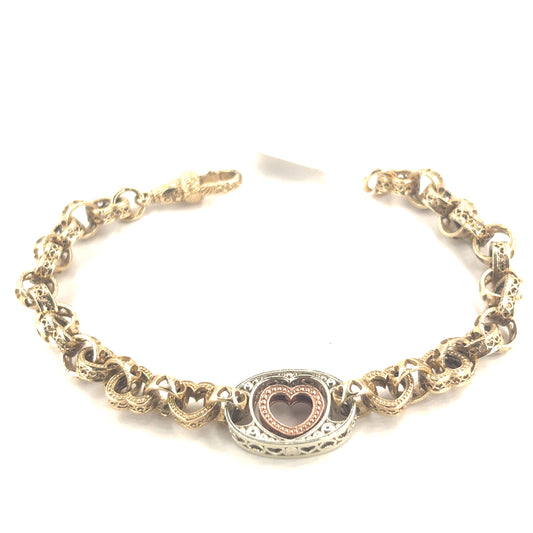 Women’s 9ct Yellow Gold Heart Link Braclet 18.6g