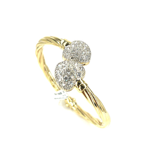 Women’s 9ct Yellow Gold Hinged Twist Torque Bangle - 14.6g CZ