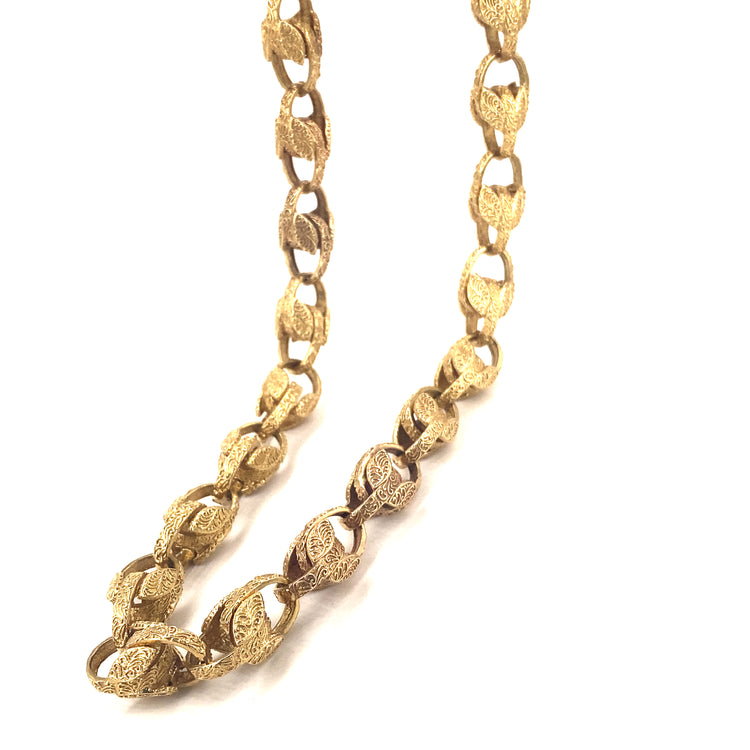 Men’s 9ct Yellow Gold Engraved Tulip Chain - 109.5g 30”