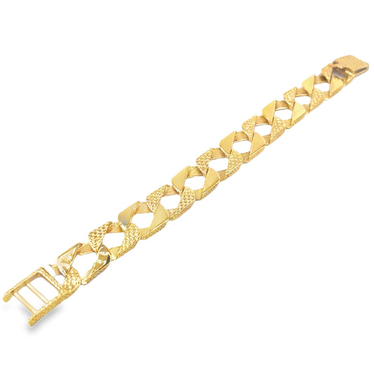 Women’s 9ct Yellow Gold Square Curb Bracelet - 23g