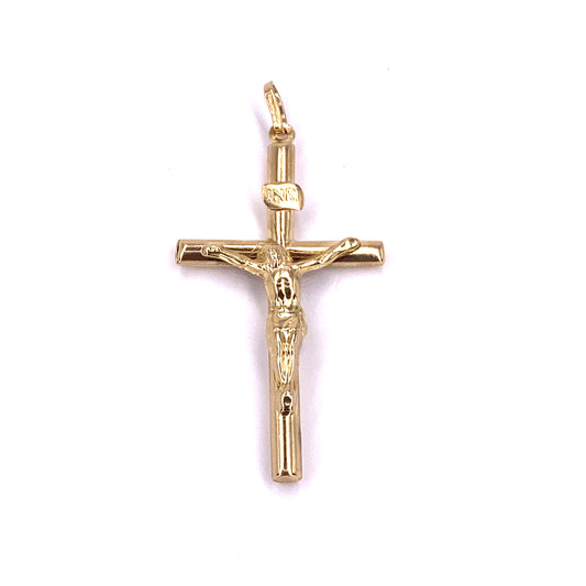 Unisex 9ct Yellow Gold Crucifix Cross Pendant - 1.1g