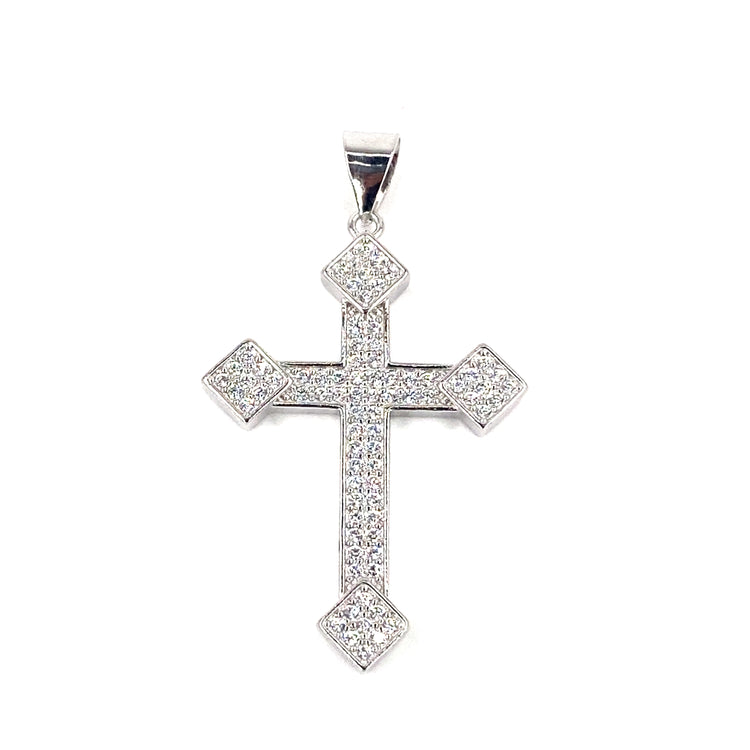 Women’s 925 Sterling Silver Cross Pendant - Micro Pave CZ Set Medium