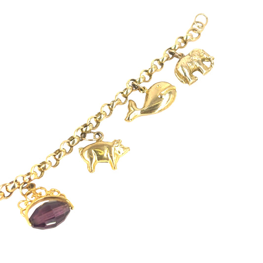 Women’s 9ct Yellow Gold Charm Bracelet- 10g 7.5”