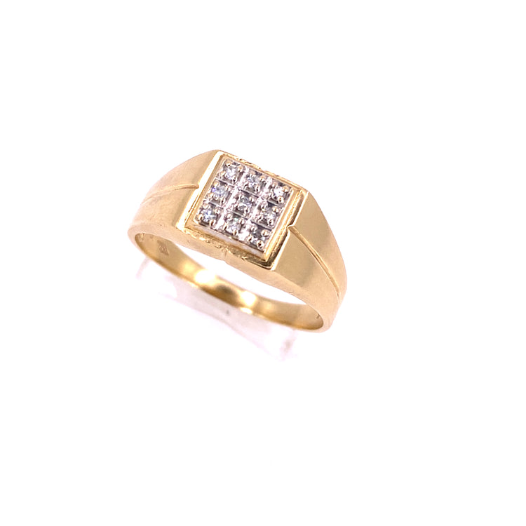 Men’s 9ct Yellow Gold Diamond Signet Ring - 4.4g 0.10ct