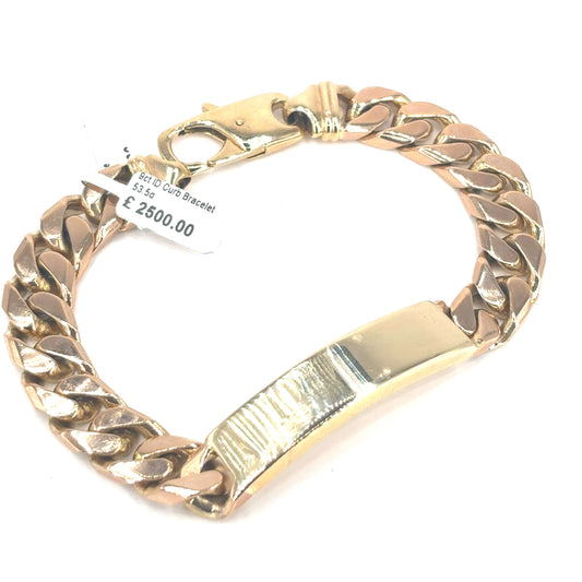 Men’s 9ct Yellow Gold ID bracelet- 53.5g 9”